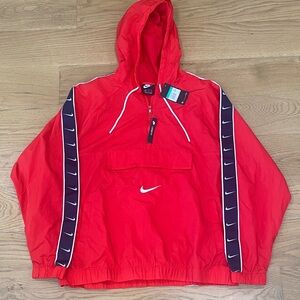 Nike Red Windbreaker Jacket with Black Accents